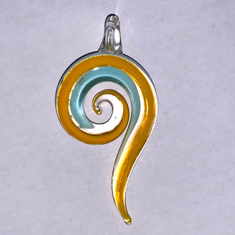 Handmade Glass Pendant Multicolor Question Mark Shape.